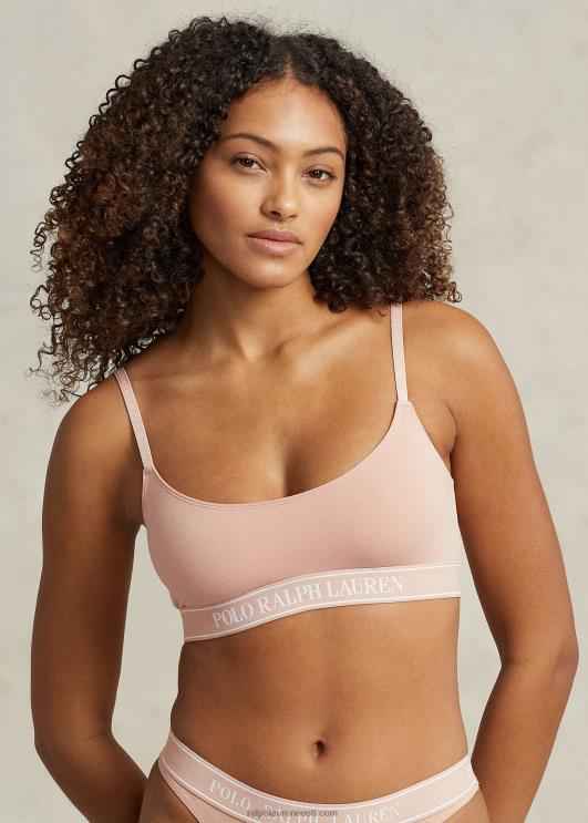 Ralph Lauren naised korduva logoga kärbitud kühvelkaela paak PR0V3384 savi