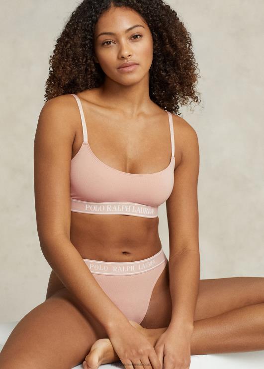 Ralph Lauren naised korduva logoga kärbitud kühvelkaela paak PR0V3384 savi