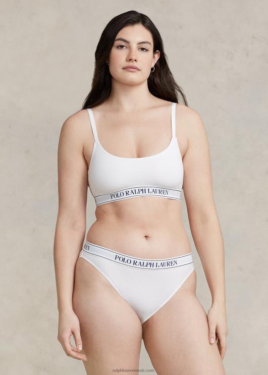 Ralph Lauren naised korduva logoga kärbitud kühvelkaela paak PR0V3385 valge pilv