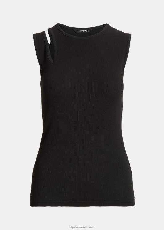 Ralph Lauren naised puuvillasegu jersey väljalõikega paak PR0V3861 must