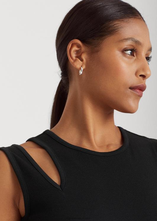 Ralph Lauren naised puuvillasegu jersey väljalõikega paak PR0V3861 must