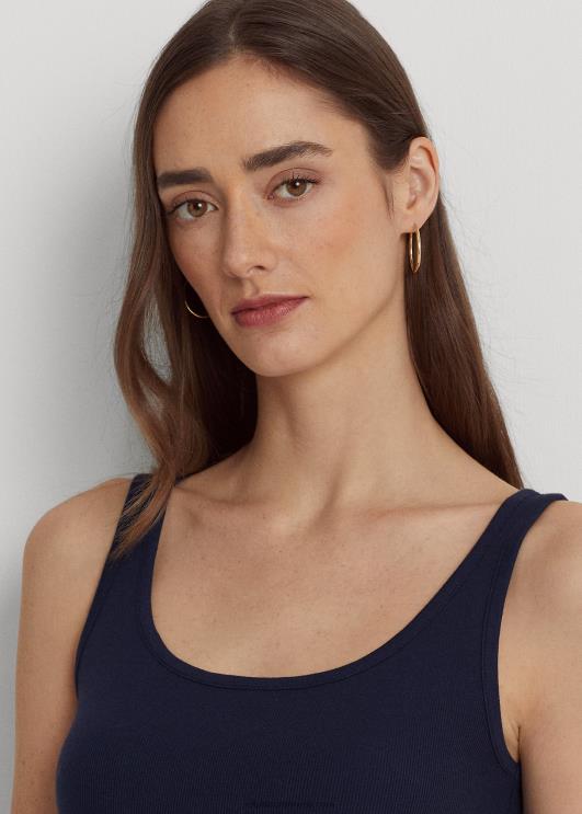 Ralph Lauren naised puuvillaseguga paagitop PR0V4312 rafineeritud merevägi