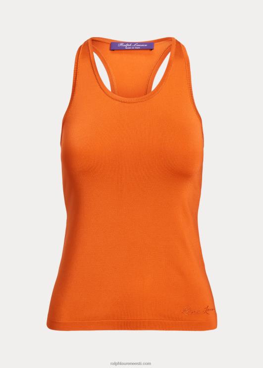 Ralph Lauren naised veniv siidist Racerback tanktop PR0V9373 mooni apelsin
