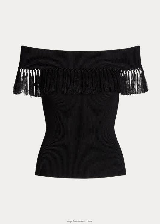 Ralph Lauren naised ääristega õlavaba ülaosa PR0V3852 must