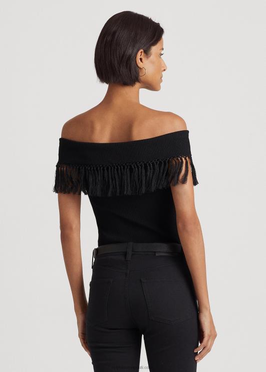 Ralph Lauren naised ääristega õlavaba ülaosa PR0V4361 must