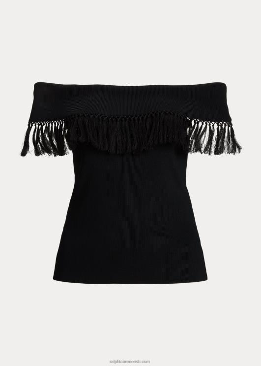 Ralph Lauren naised ääristega õlavaba ülaosa PR0V4536 must