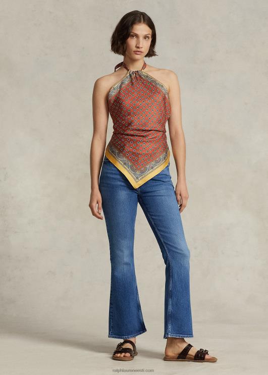 Ralph Lauren naised salli-motiiviga mooruspuu siidist päitsed PR0V9207 pruuni lillelise salli printimine