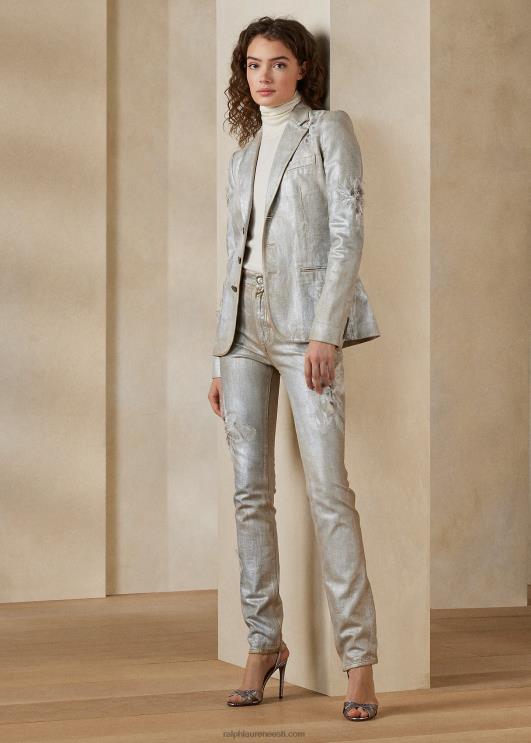 Ralph Lauren naised 160 õhukesed teksapüksid PR0V3549 kaetud hõbedane lilleline