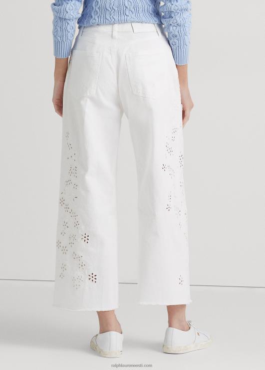 Ralph Lauren naised aasaga kõrge laia säärega kärbitud teksa PR0V3904 valge pesu