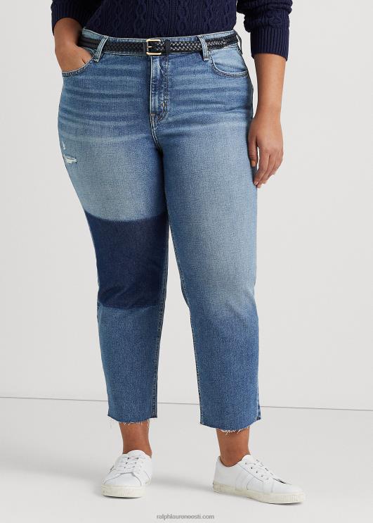 Ralph Lauren naised kõrghoone sirgelt kärbitud teksapüksid PR0V4609 indigo oru pesu