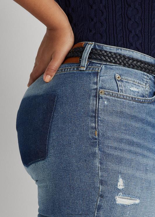 Ralph Lauren naised kõrghoone sirgelt kärbitud teksapüksid PR0V4609 indigo oru pesu