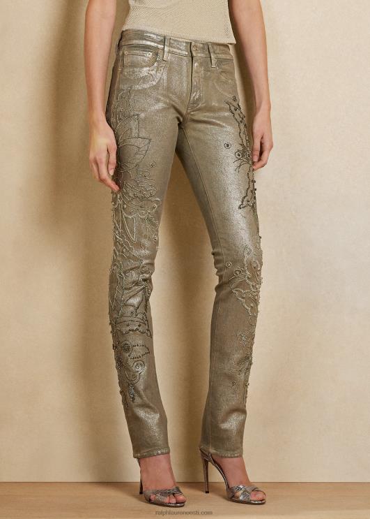 Ralph Lauren naised kaunistatud 160 õhukesed teksapüksid PR0V3555 šampanja