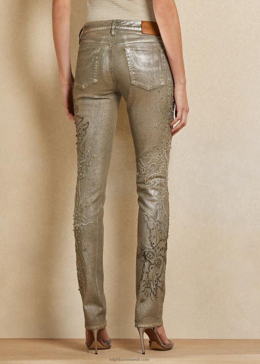 Ralph Lauren naised kaunistatud 160 õhukesed teksapüksid PR0V3555 šampanja