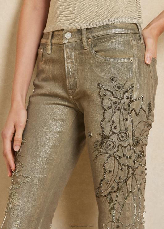 Ralph Lauren naised kaunistatud 160 õhukesed teksapüksid PR0V3555 šampanja