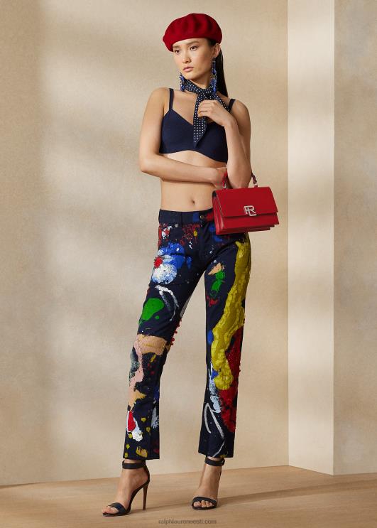 Ralph Lauren naised kaunistatud 750 sirge pahkluu teksa PR0V3519 lilleline unistuste multi