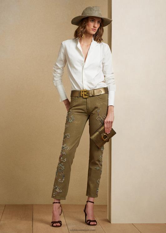 Ralph Lauren naised kaunistatud 750 sirge pahkluu teksa PR0V3594 samblikrohelised chartres