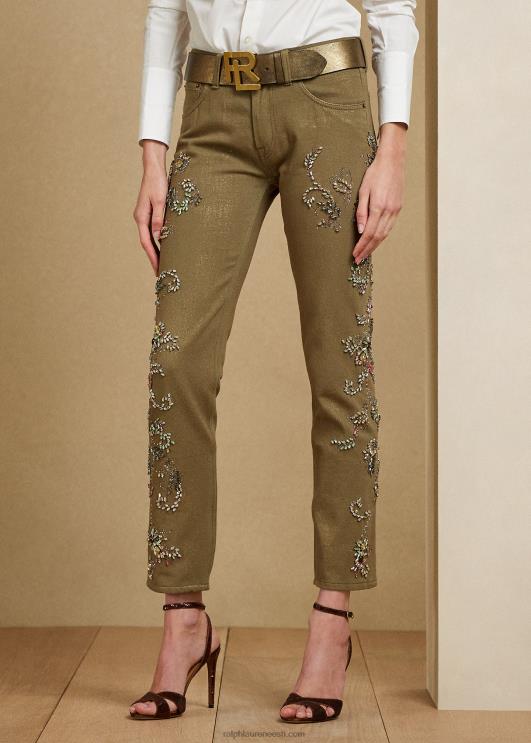 Ralph Lauren naised kaunistatud 750 sirge pahkluu teksa PR0V3594 samblikrohelised chartres