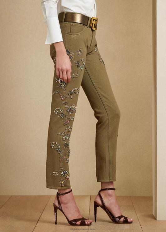 Ralph Lauren naised kaunistatud 750 sirge pahkluu teksa PR0V3594 samblikrohelised chartres