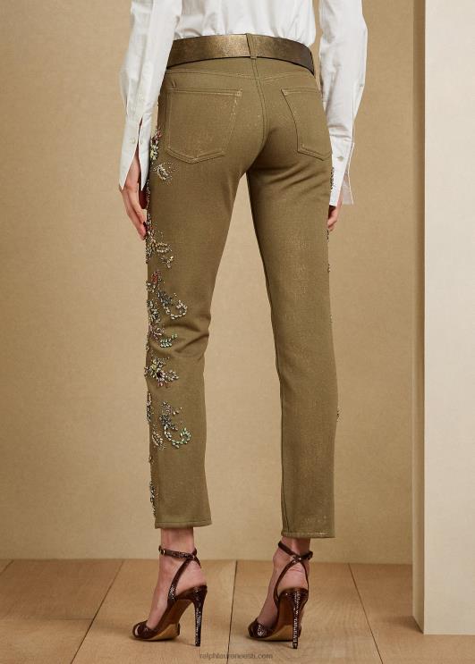 Ralph Lauren naised kaunistatud 750 sirge pahkluu teksa PR0V3594 samblikrohelised chartres