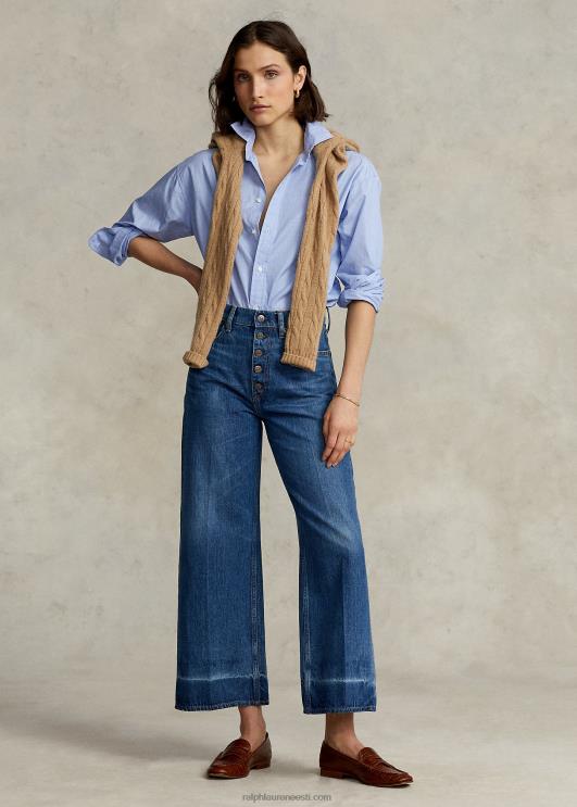 Ralph Lauren naised laia säärega kärbitud teksapüksid PR0V2887 gruusia pesu