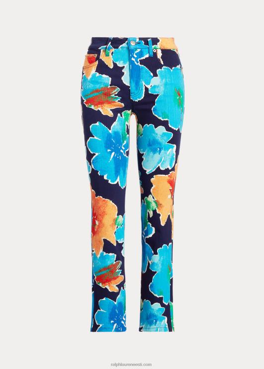 Ralph Lauren naised lilleline kõrghoone sirge pahkluu teksa PR0V4854 mereväe multi