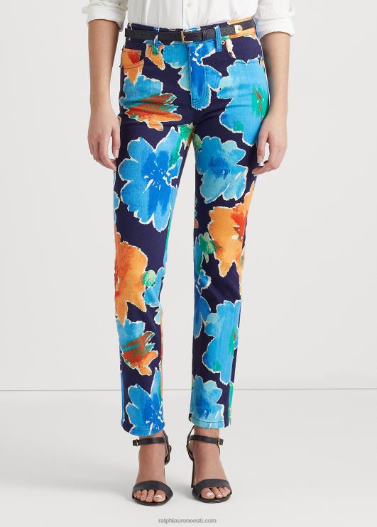 Ralph Lauren naised lilleline kõrghoone sirge pahkluu teksa PR0V4854 mereväe multi