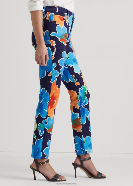 Ralph Lauren naised lilleline kõrghoone sirge pahkluu teksa PR0V4854 mereväe multi