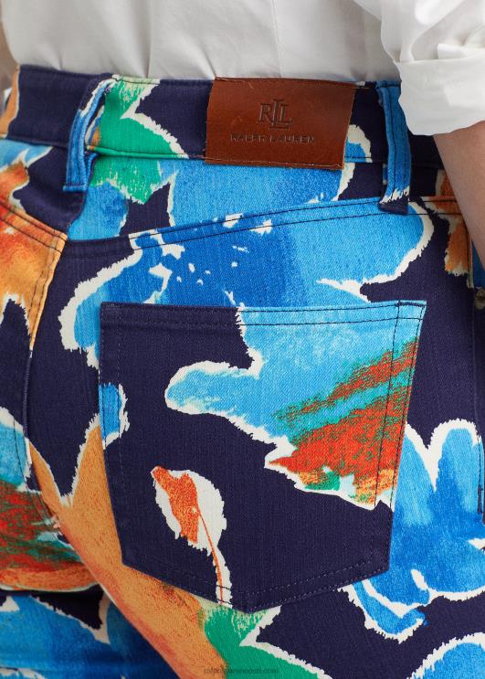 Ralph Lauren naised lilleline kõrghoone sirge pahkluu teksa PR0V4854 mereväe multi