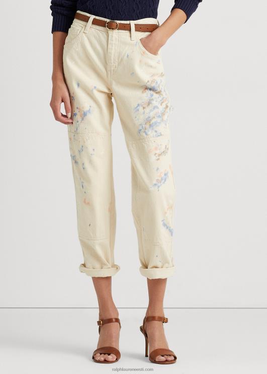 Ralph Lauren naised värvi-pritsmetega teksariidest puusepa teksa PR0V4039 kreemipesu