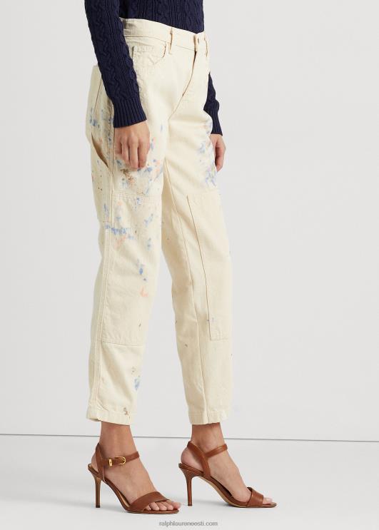 Ralph Lauren naised värvi-pritsmetega teksariidest puusepa teksa PR0V4039 kreemipesu