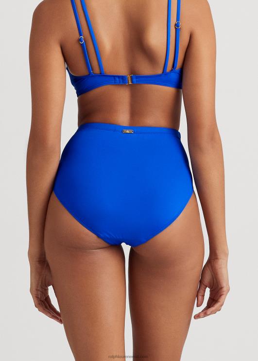 Ralph Lauren naised kõrge vöökohaga volditud bikiinipõhi PR0V4143 sügavsinine