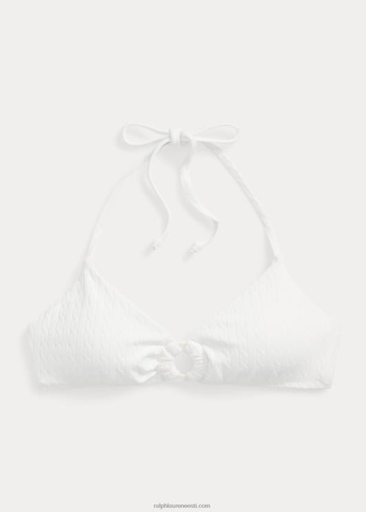 Ralph Lauren naised kaablimotiiviga o-rõngas päitsetega bikiinitops PR0V3233 soe valge