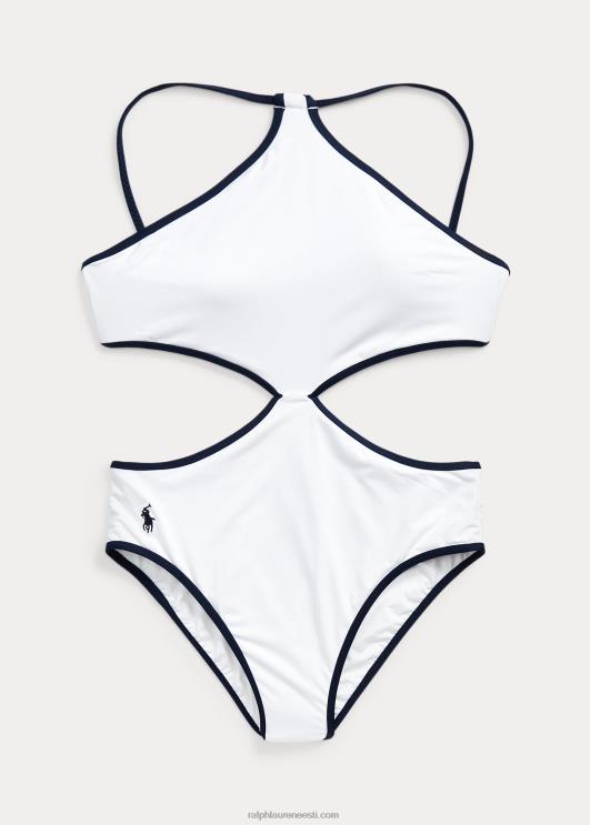 Ralph Lauren naised kahetooniline kõrge kaelusega ühes tükis PR0V3301 valge