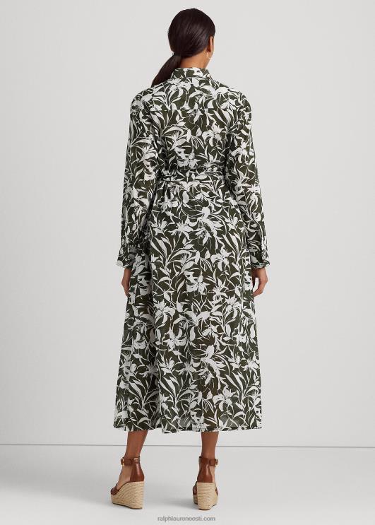 Ralph Lauren naised lilleline puuvillane midisärkkleit PR0V9439 oliiv