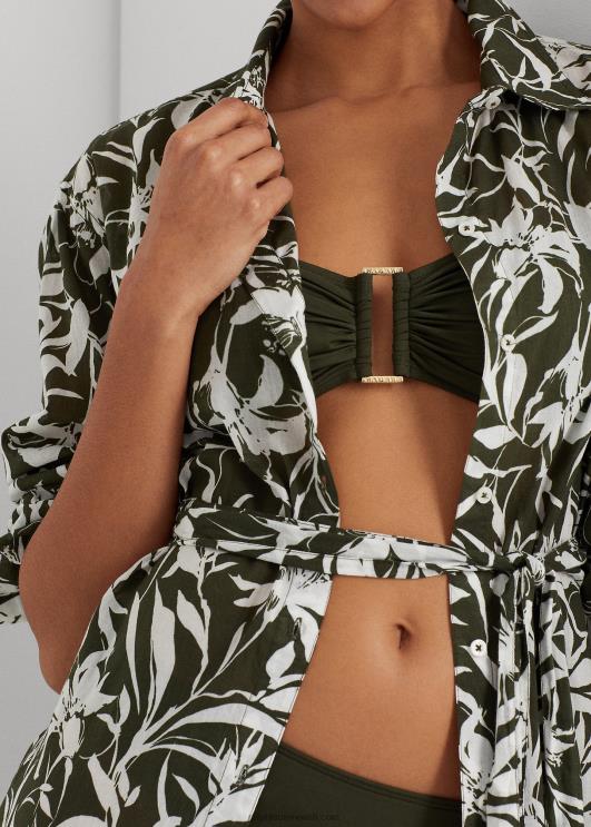 Ralph Lauren naised lilleline puuvillane midisärkkleit PR0V9439 oliiv