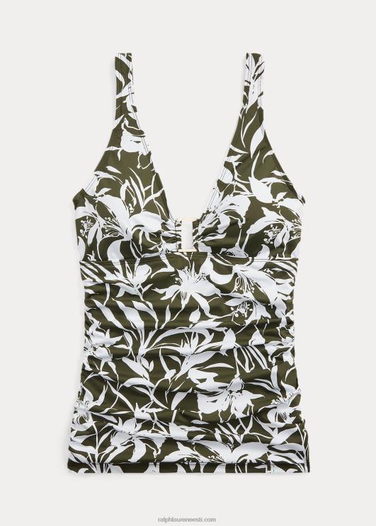 Ralph Lauren naised lilleline volditud rõngasesine tankini PR0V9434 oliiv