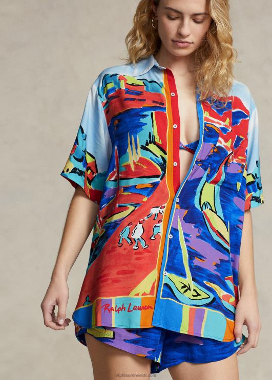 Ralph Lauren naised prinditud särk ja lühike komplekt PR0V3299