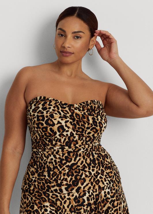 Ralph Lauren naised print twisted bandeau seelikuga ühes tükis PR0V4585 pruun