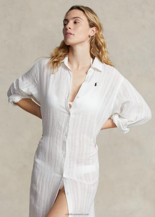 Ralph Lauren naised puuvillane-linane särkkleit kate PR0V3234 valge