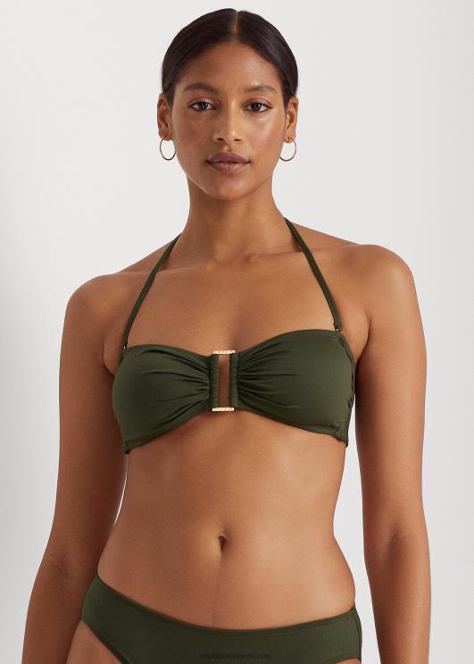 Ralph Lauren naised rõngas-ees bandeau bikiinitop PR0V9441 oliiv