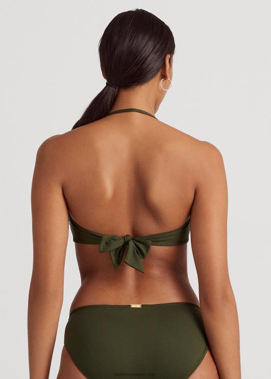 Ralph Lauren naised rõngas-ees bandeau bikiinitop PR0V9441 oliiv