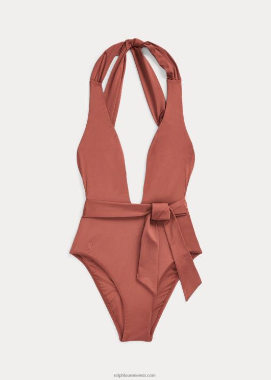 Ralph Lauren naised sukelduskaelusega ühes tükis päitsetega ujumistrikoo PR0V3143 sienna