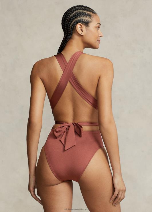 Ralph Lauren naised sukelduskaelusega ühes tükis päitsetega ujumistrikoo PR0V3143 sienna