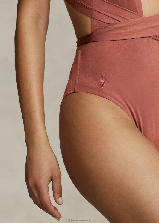 Ralph Lauren naised sukelduskaelusega ühes tükis päitsetega ujumistrikoo PR0V3143 sienna