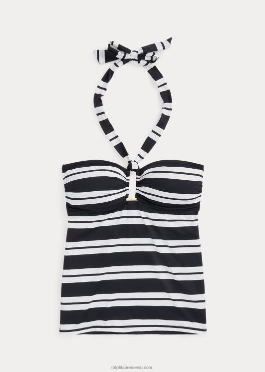 Ralph Lauren naised triibuline bandeau tankini PR0V4189 must valge