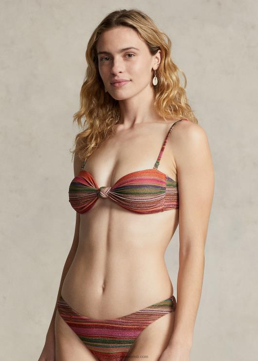 Ralph Lauren naised triibuline sõlmega esiosa bandeau bikiinitops PR0V3139 mitu