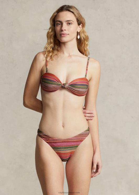 Ralph Lauren naised triibuline sõlmega esiosa bandeau bikiinitops PR0V3139 mitu