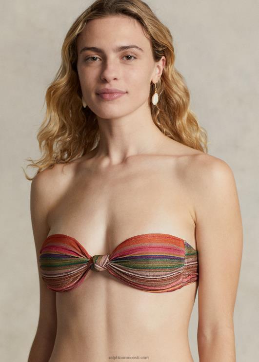 Ralph Lauren naised triibuline sõlmega esiosa bandeau bikiinitops PR0V3139 mitu