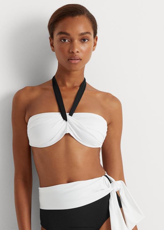 Ralph Lauren naised väändunud esiosa bandeau top PR0V4201 must valge