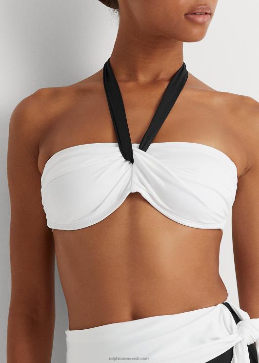 Ralph Lauren naised väändunud esiosa bandeau top PR0V4201 must valge